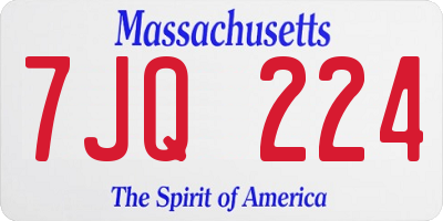 MA license plate 7JQ224