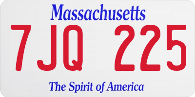 MA license plate 7JQ225