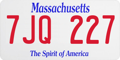 MA license plate 7JQ227