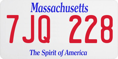 MA license plate 7JQ228
