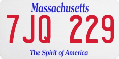 MA license plate 7JQ229