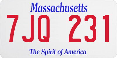MA license plate 7JQ231