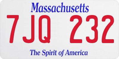 MA license plate 7JQ232