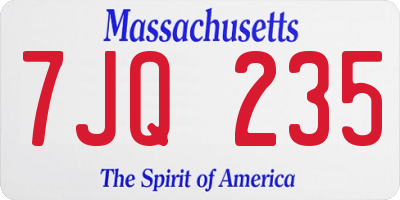 MA license plate 7JQ235