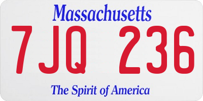 MA license plate 7JQ236
