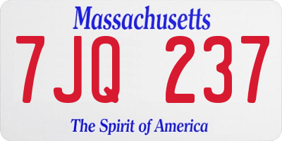 MA license plate 7JQ237