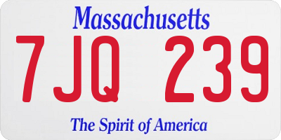 MA license plate 7JQ239