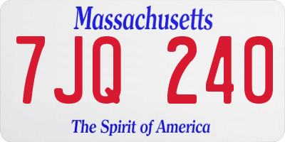 MA license plate 7JQ240