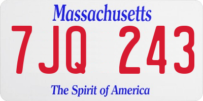 MA license plate 7JQ243