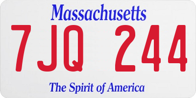 MA license plate 7JQ244