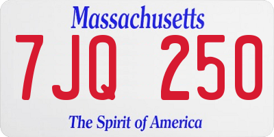 MA license plate 7JQ250