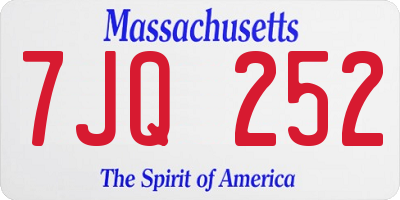 MA license plate 7JQ252