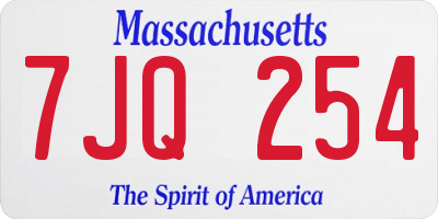 MA license plate 7JQ254