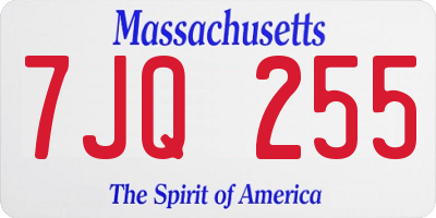 MA license plate 7JQ255