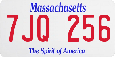 MA license plate 7JQ256