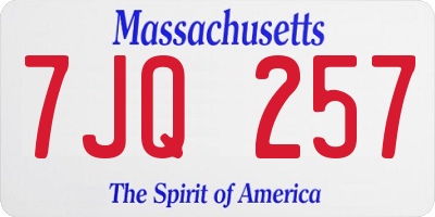 MA license plate 7JQ257