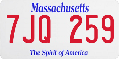 MA license plate 7JQ259