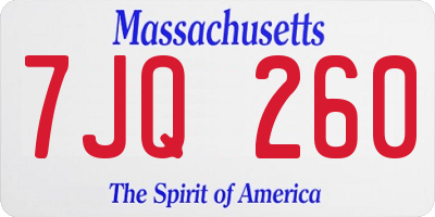 MA license plate 7JQ260