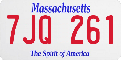 MA license plate 7JQ261