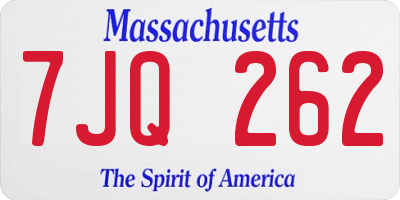 MA license plate 7JQ262