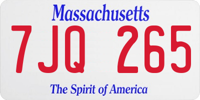 MA license plate 7JQ265