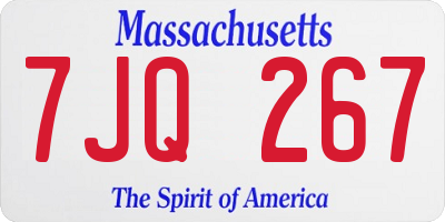 MA license plate 7JQ267