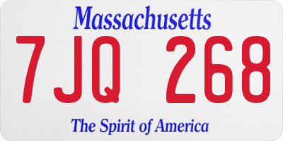 MA license plate 7JQ268