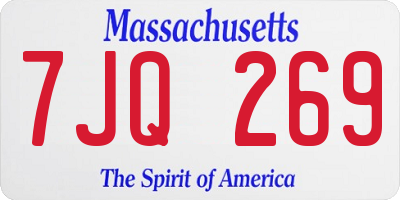MA license plate 7JQ269