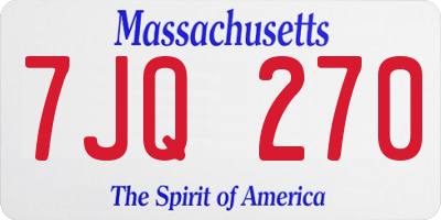 MA license plate 7JQ270