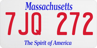 MA license plate 7JQ272