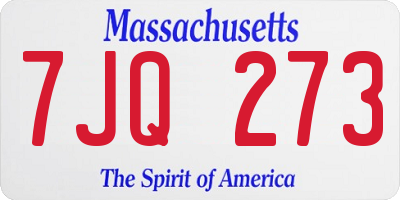 MA license plate 7JQ273