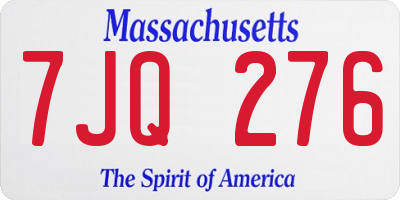MA license plate 7JQ276