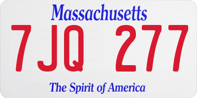 MA license plate 7JQ277