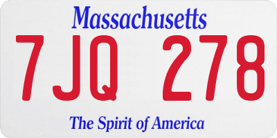 MA license plate 7JQ278