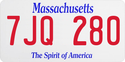 MA license plate 7JQ280