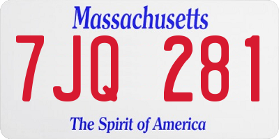 MA license plate 7JQ281