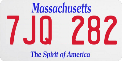 MA license plate 7JQ282