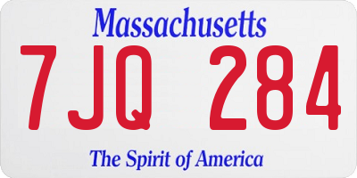 MA license plate 7JQ284
