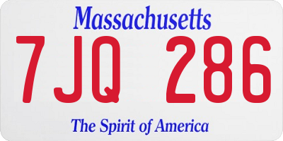 MA license plate 7JQ286