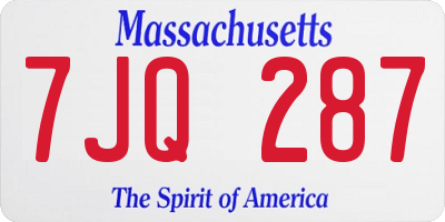 MA license plate 7JQ287