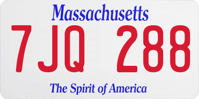 MA license plate 7JQ288