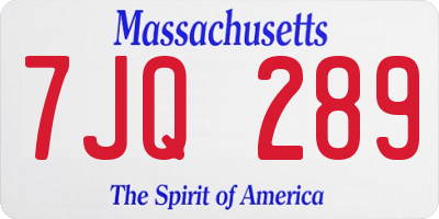 MA license plate 7JQ289