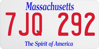 MA license plate 7JQ292