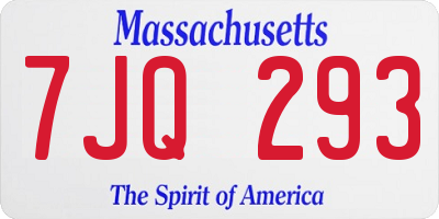MA license plate 7JQ293