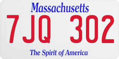 MA license plate 7JQ302