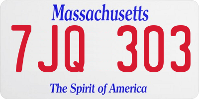 MA license plate 7JQ303