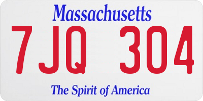 MA license plate 7JQ304