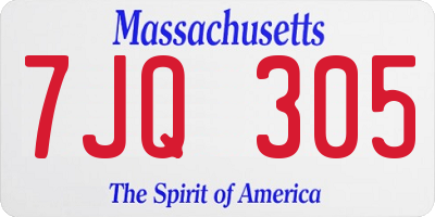 MA license plate 7JQ305