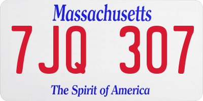 MA license plate 7JQ307