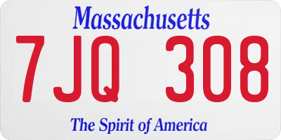 MA license plate 7JQ308